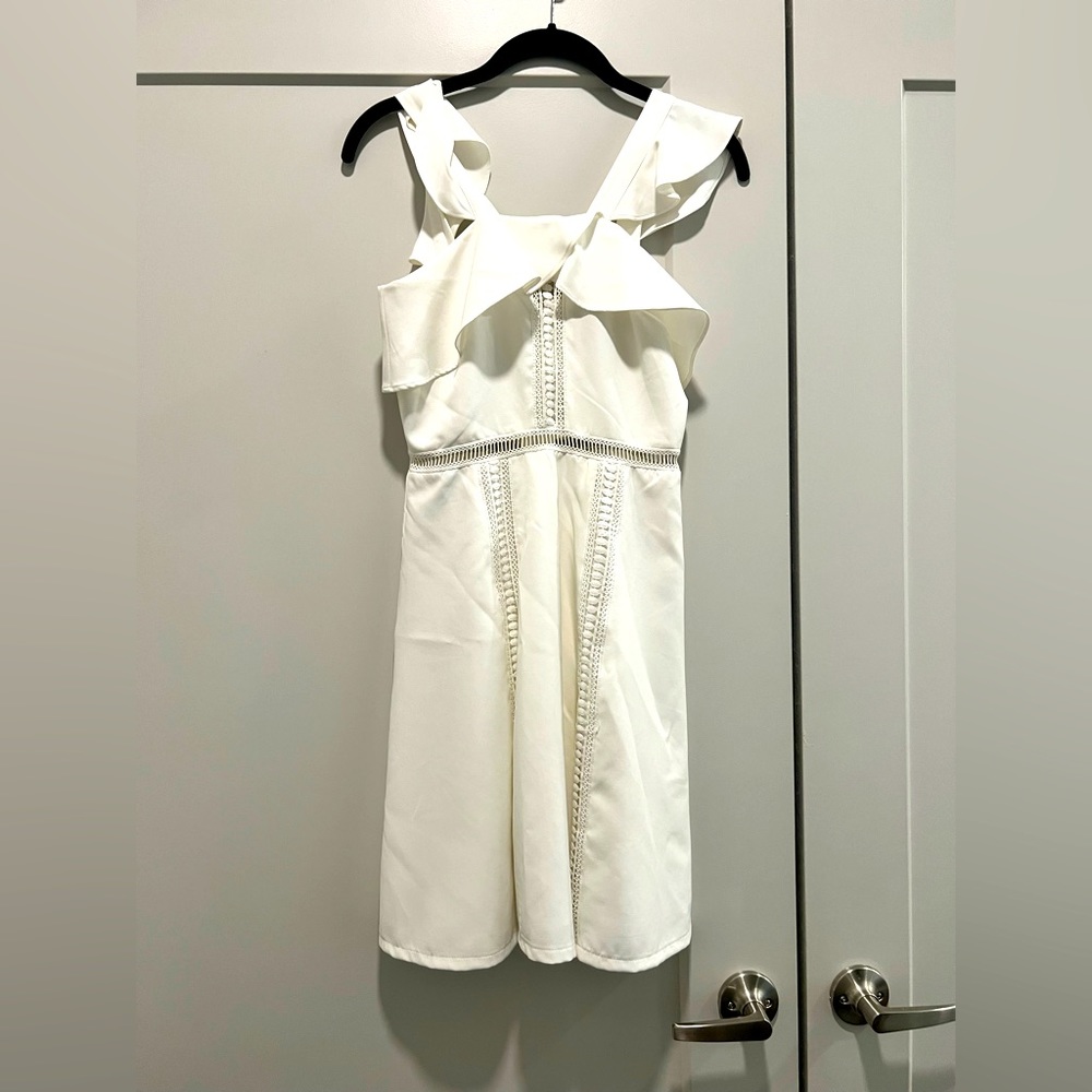 Aqua, White eyelet mini dress, size XS